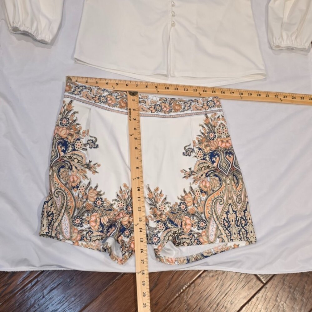 Faux Pearl Button Shirt Shorts Set Cottagecore Feminine Romantic - Picture 14 of 16